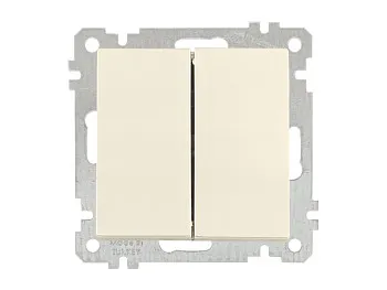 Выключатель 2-клав. (скрытый, без рамки, винт. зажим) кремовый, DARIA, MUTLUSAN