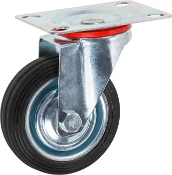 Опора колёсная d-75мм на площадке без фиксатора, резиновая STARFIX