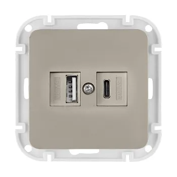 Розетка с двумя USB-разъемами (скрытая, узел) песочная, Astrum BYLECTRICA