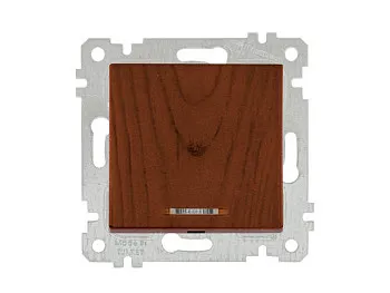 Выключатель 1-клав. (с подсветкой, скрытый, без рамки, винт. зажим) орех, RITA, MUTLUSAN