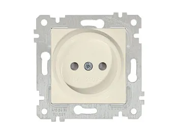 Розетка 1-ая (скрытая, без рамки, б/з, шторки) кремовая, RITA, MUTLUSAN