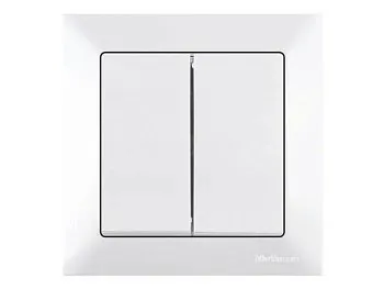 Выключатель 2-клав. (скрытый, винт. зажим) белый, DARIA, MUTLUSAN