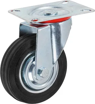 Опора колёсная d-100мм на площадке без фиксатора, резиновая STARFIX