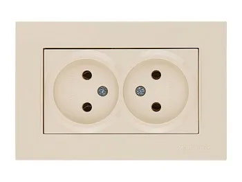 Розетка 2-ая (скрытая, б/з, керамика) кремовая, RITA, MUTLUSAN