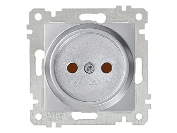 Розетка 1-ая (скрытая, без рамки, б/з, шторки) серебро, RITA, MUTLUSAN