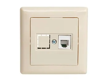 Розетка телефонная 1хRJ12 (скрытая, RJ12) кремовая, DARIA, MUTLUSAN