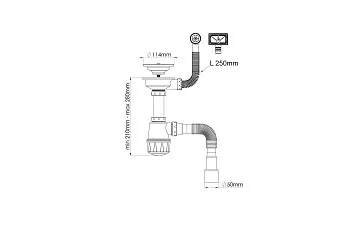 Сифон для кухни, два перелива, пластик. винт, выпуск 3 1/2, с гибкой трубой 1/2" - 40/50мм, AV Engin