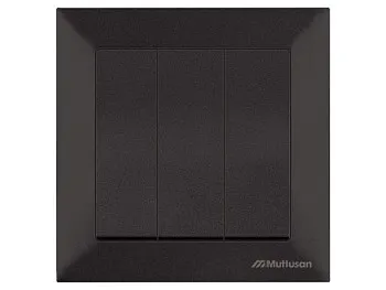 Выключатель 3-клав. (скрытый, винт. зажим) черный, DARIA, MUTLUSAN