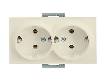Розетка 2-ая (скрытая,с/з, керамика) кремовая, RITA, MUTLUSAN