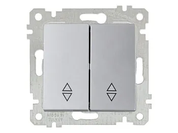Выключатель проходной 2-клав. (скрытый, без рамки, винт. зажим) серебро, RITA, MUTLUSAN