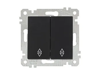 Выключатель проходной 2-клав. (скрытый, без рамки, пруж. зажим) черный, RITA, MUTLUSAN