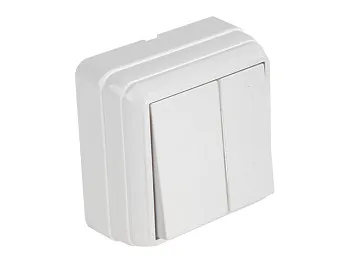 Выключатель 2-клав. (открытый) белый, BRON, MUTLUSAN