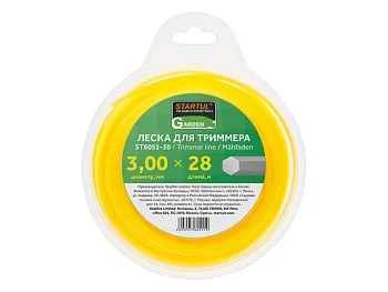 Леска ф 3.0 мм х 28 м шестигр. сеч. STARTUL GARDEN