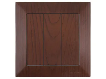 Выключатель 3-клав. (скрытый, пруж. зажим) орех, DARIA, MUTLUSAN