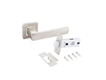 Комплект ручка и защелка  АЛЛЮР АРТ "КОЛОМБО" SN+L45-8 SN (2380/S45) мат.никель (20) (компл)