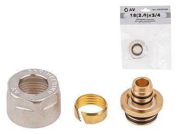 Евроконус (адаптер) 18(2.0) х 3/4" вн. для труб PEX, AV Engineering (инд. упак.)