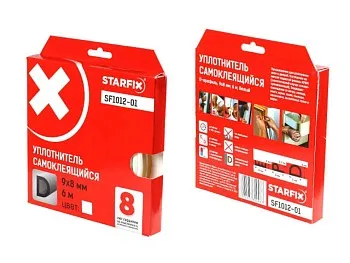 Уплотнитель "D" белый  9х8мм 6м (сдвоенный профиль 2х3м) STARFIX