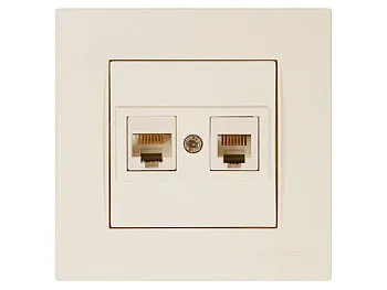 Розетка телефонная + компьютерная (RJ12+Cat5e, скрытая) кремовая, RITA, MUTLUSAN