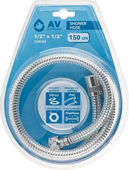Шланг душевой PVC, 1/2" г-г 150 см, хром, AV Engineering