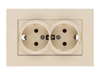 Розетка 2-ая (скрытая, с/з, керамика) кремовая, RITA, MUTLUSAN