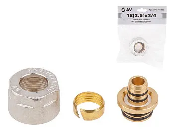 Евроконус (адаптер) 18(2.5) х 3/4" вн. для труб PEX, AV Engineering (инд. упак.)
