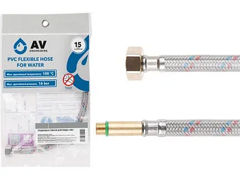 Подводка гибкая, ПВХ, иголка м10 длинная - гайка 1/2" 80 см AV Engineering