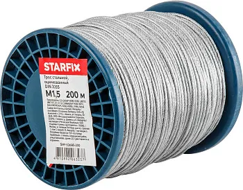 Трос стальной, оцинк. М1.5 DIN 3055 (бухта 200 м) STARFIX