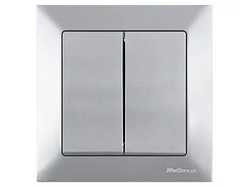 Выключатель 2-клав. (скрытый, винт. зажим) серебро, DARIA, MUTLUSAN