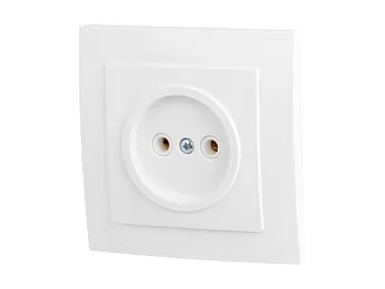 Розетка 1-ая (скрытая, б/з) белая, Стандарт, Юпитер