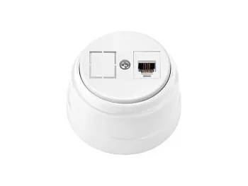 Розетка 1-ая телефонная (открытая) белая, Ретро, BYLECTRICA