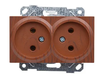 Розетка 2-ая (скрытая, б/з, керамика) орех, RITA, MUTLUSAN