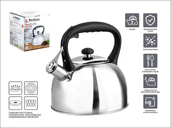 Чайник со свистком, нержавеющая сталь, 3.0 л, Nilgiri, PERFECTO LINEA