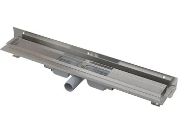 Водоотводящий желоб с порогами для перф. решетки и регул. воротником к стене, APZ104-950, Alcaplast