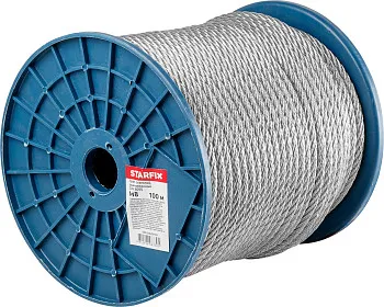 Трос стальной, оцинк. М8 DIN 3055 (бухта 100 м) STARFIX