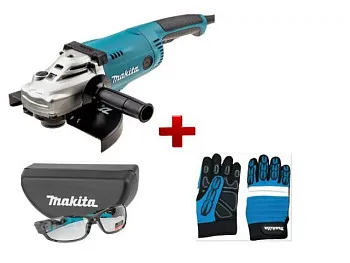 Двуручная углошлифмашина MAKITA GA 9020 в кор. + АКЦИЯ Защитные очки + Перчатки "Механик" XL