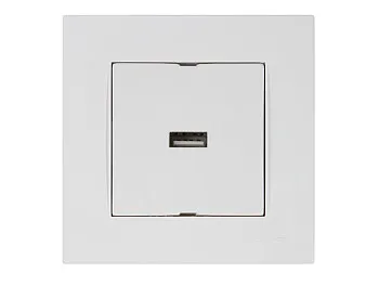 Розетка 1-ая USB (скрытая, горизонт.) белая, RITA, MUTLUSAN