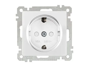Розетка 1-ая (скрытая, с/з, шторки) белая, ELITRA, MUTLUSAN