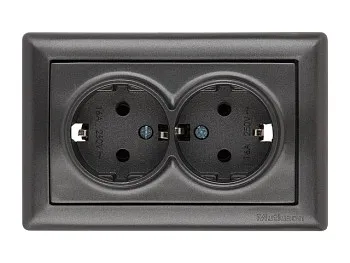 Розетка 2-ая (скрытая, с/з) дымчатая, DARIA, MUTLUSAN