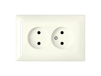 Розетка 2-ая (скрытая, б/з) бежевый, Стиль, BYLECTRICA