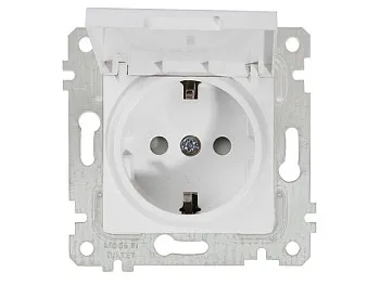 Розетка 1-ая (скрытая, без рамки, с/з, шторки, с крышкой) белая, RITA, MUTLUSAN