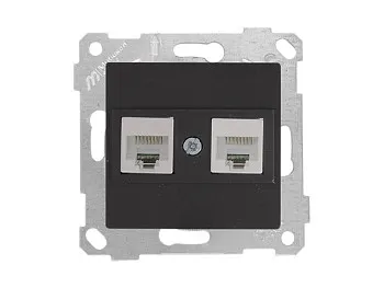 Розетка компьютерная 2xRJ45 (Cat5e, скрытая, без рамки) черная, RITA, MUTLUSAN
