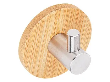 Крючок самоклеящийся VIRGO, нержавеющая сталь/бамбук, карт.уп., PERFECTO LINEA