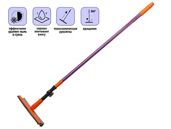 Швабра для мытья окон 1.5м, губчатая, с крепежным колесом с винтом, Быстро-чисто, PERFECTO LINEA