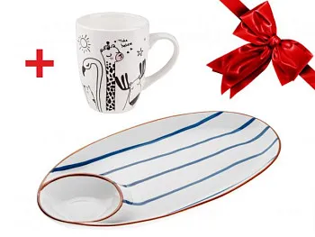 Блюдо керамическое, 33х17.5х2.8 см, серия MARINE + Кружка керамическая, 360 мл., FUNNY ANIMALS-3
