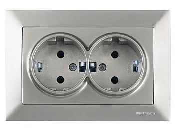 Розетка 2-ая (скрытая, с/з) титан, DARIA, MUTLUSAN