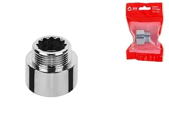 Удлинитель 3/4" вн.-нар. х 15 мм усиленный ХРОМ, AV Engineering (инд. упак.)