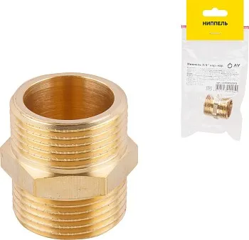 Ниппель 3/4" нар.-нар., AV Engineering (инд. упак)