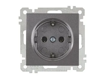 Розетка 1-ая (скрытая, с/з) дымчатая, ELITRA, MUTLUSAN