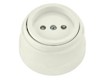 Розетка 1-ая (открытая, б/з, з/ш) бежевая, Ретро, BYLECTRICA