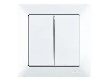 Выключатель 2-клав. (скрытый, пруж. зажим) белый, DARIA, MUTLUSAN